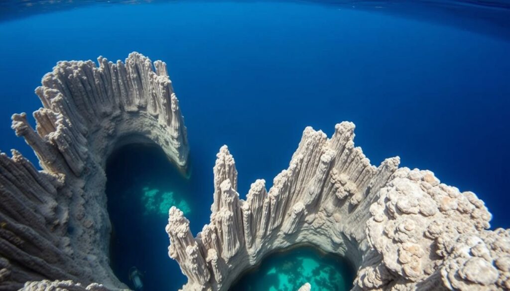 Ein Bild vom Great Blue Hole in Belize, einem der bekanntesten Tauchspots der Welt.