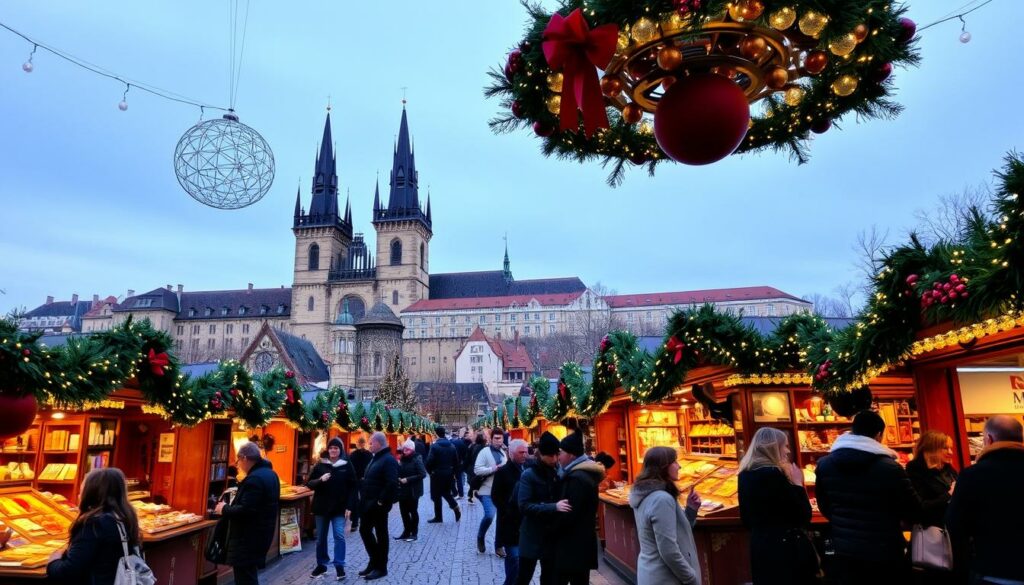 Ein Bild vom Weihnachtsmarkt auf der Prager Burg