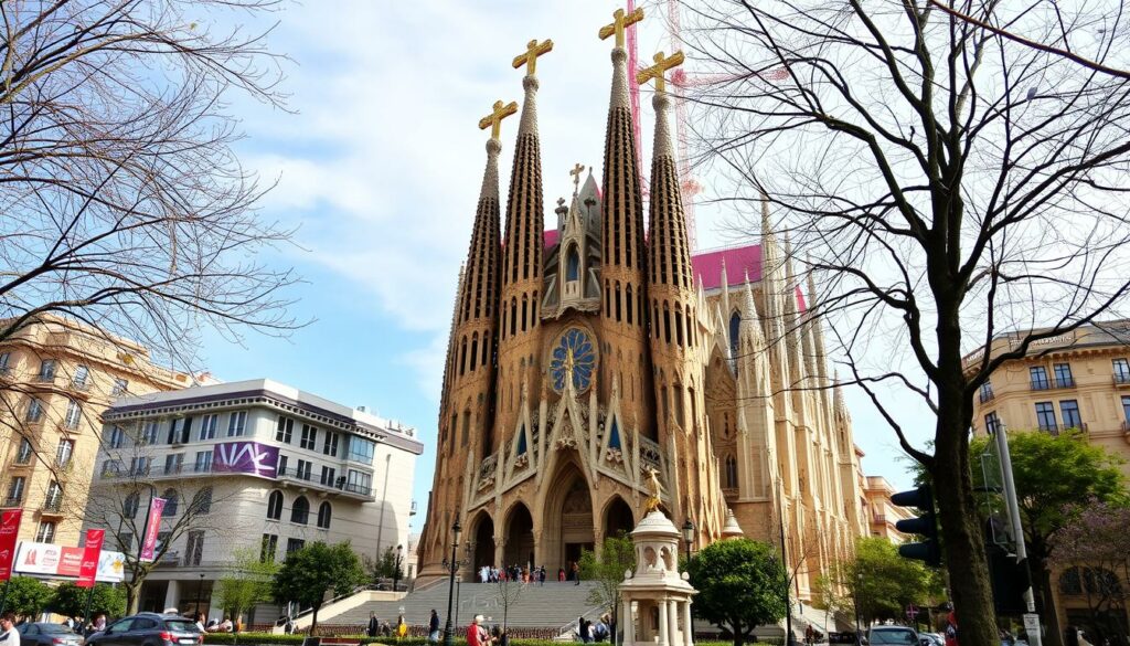 Ein Bild von Barcelona mit der Sagrada Família im Vordergrund