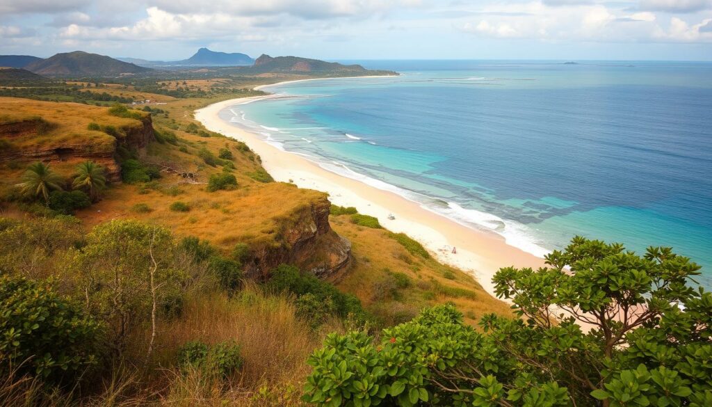 Ein Bild von Tansania mit Safari-Landschaft und Sansibar-Strand