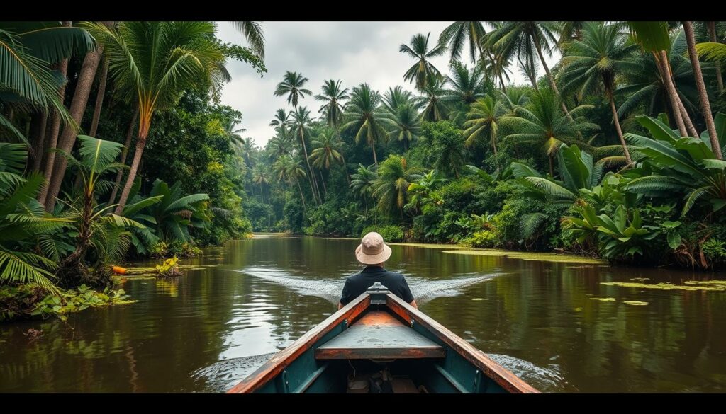 Ein Bild von einem Dschungelboot im Amazonas-Regenwald