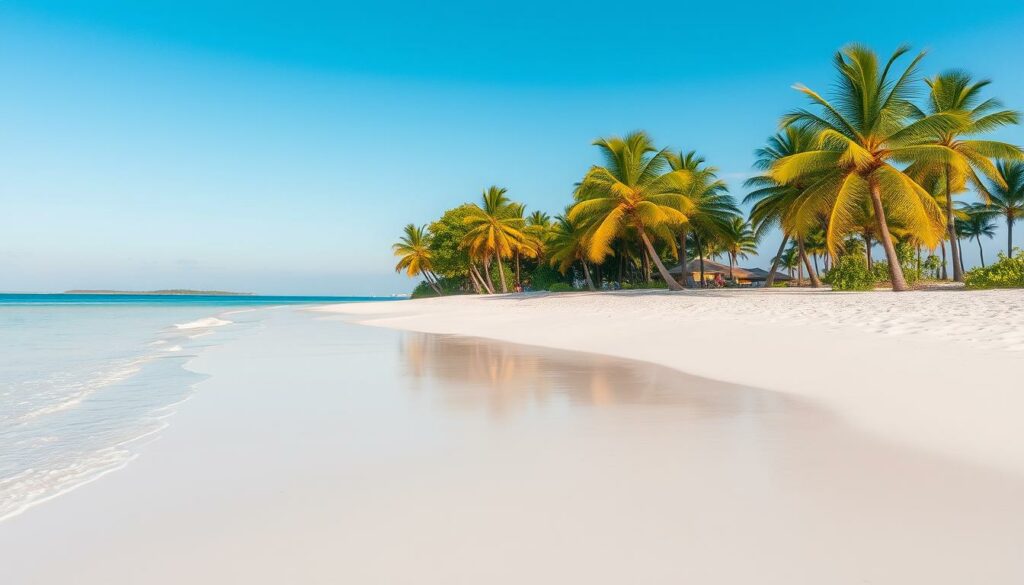 Ein Bild von einem idyllischen Strand in Belize, perfekt für einen entspannten Urlaub.