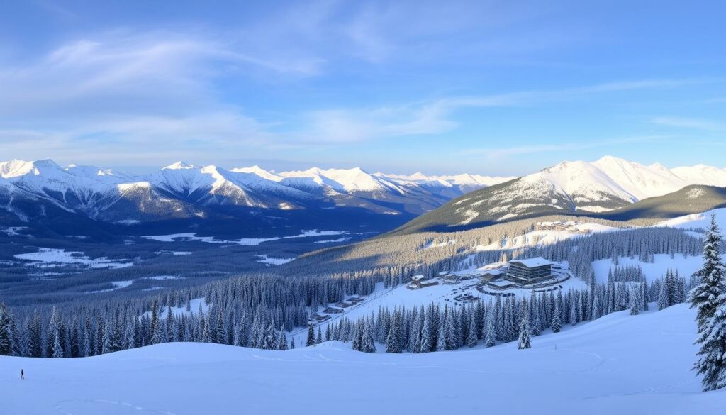 Ein Skigebiet in British Columbia mit viel Schnee