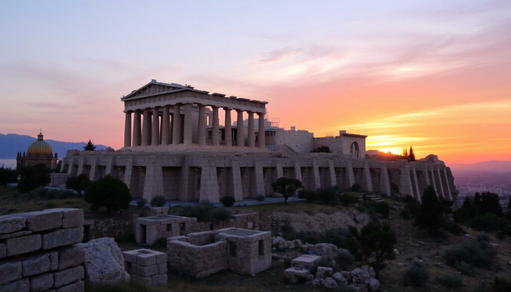 Eine Ansicht der Akropolis in Athen