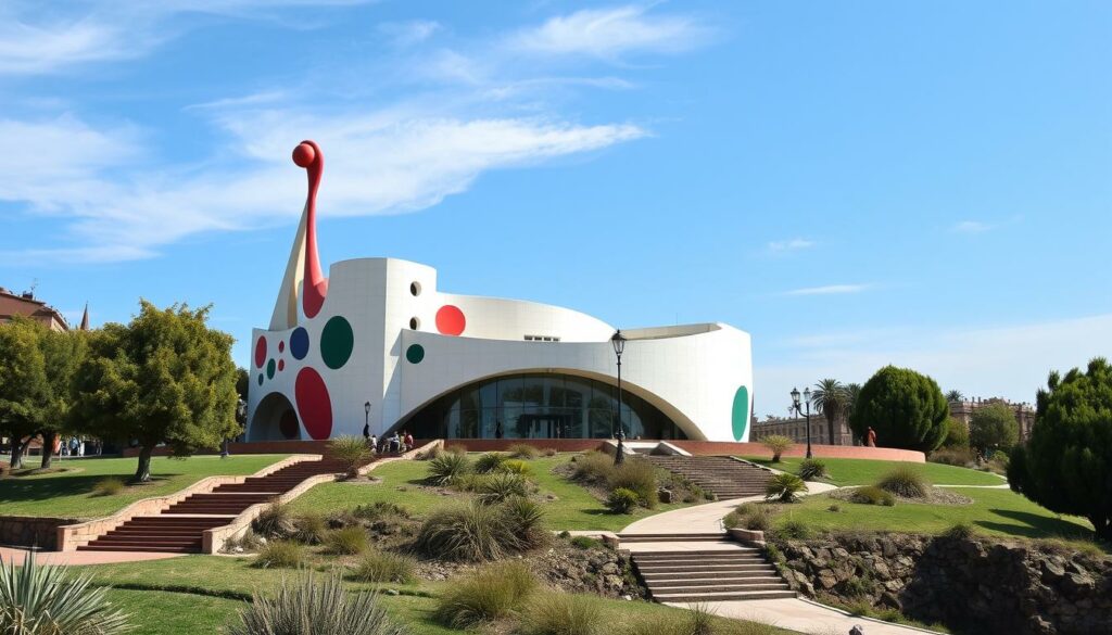 Generiere ein Bild der Fundació Joan Miró auf dem Montjuïc in Barcelona