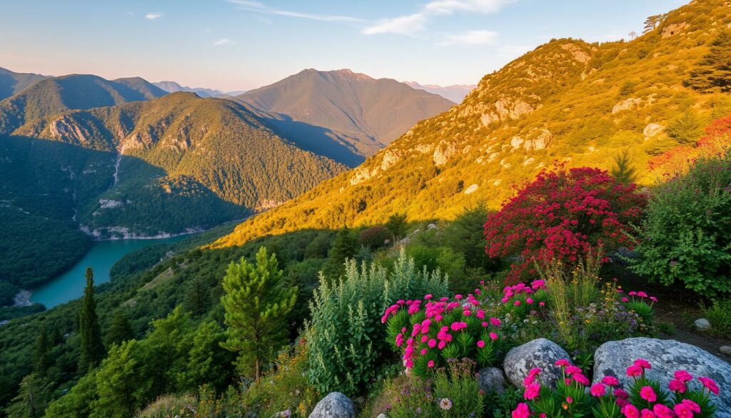 Generiere ein Bild von Montenegros Nationalparks im Sommer