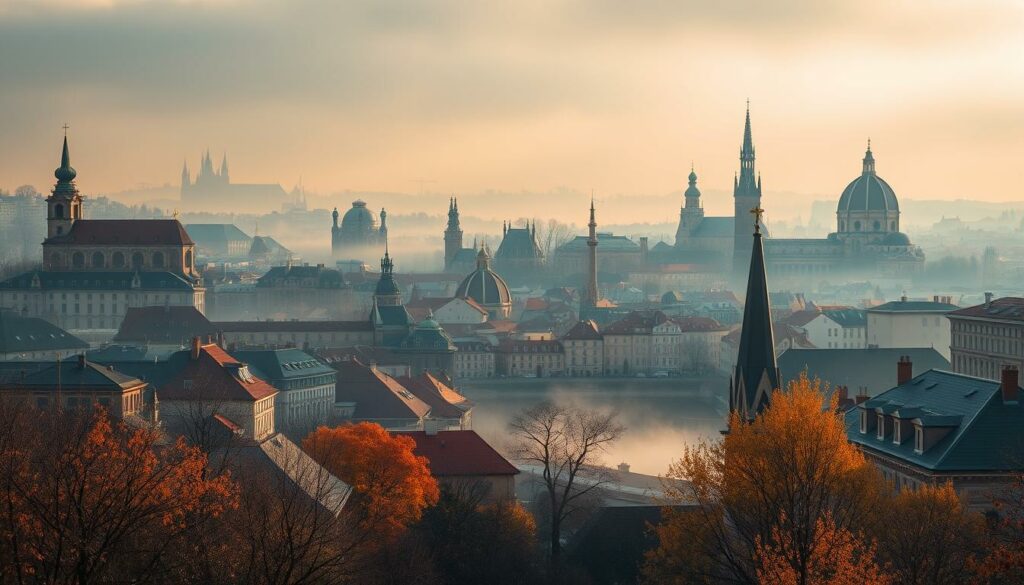 Image of a European city in November