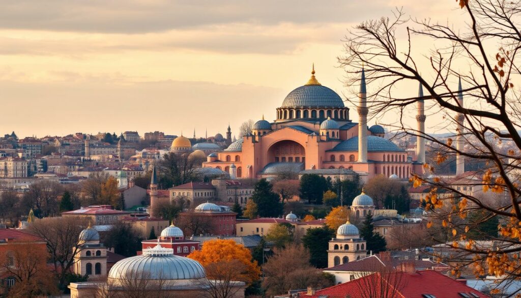 Istanbul Stadtansicht mit Hagia Sophia im November