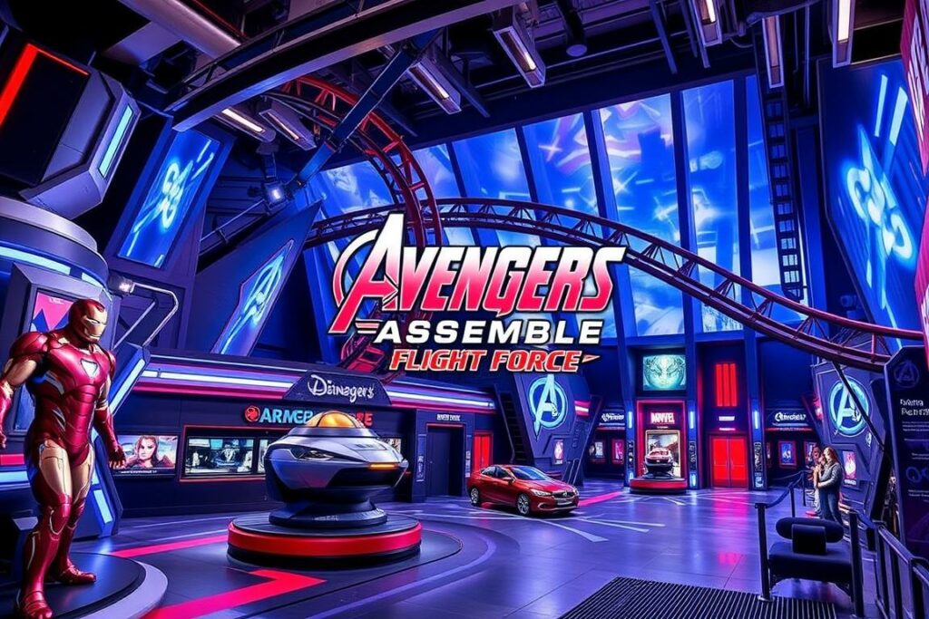 Avengers Assemble: Flight Force Achterbahn mit Marvel-Helden Avengers Assemble: Flight Force Achterbahn mit Marvel-Helden