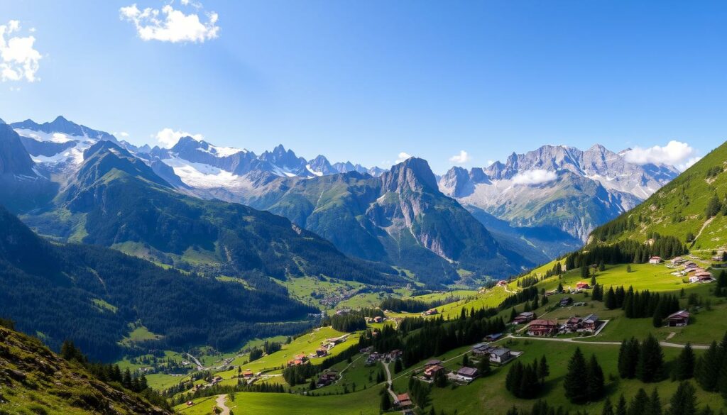 Beeindruckende Berglandschaft der Albanischen Alpen mit grünen Tälern und schneebedeckten Gipfeln - eines der schönsten Reiseziele Albanien für Naturliebhaber Beeindruckende Berglandschaft der Albanischen Alpen mit grünen Tälern und schneebedeckten Gipfeln - eines der schönsten Reiseziele Albanien für Naturliebhaber