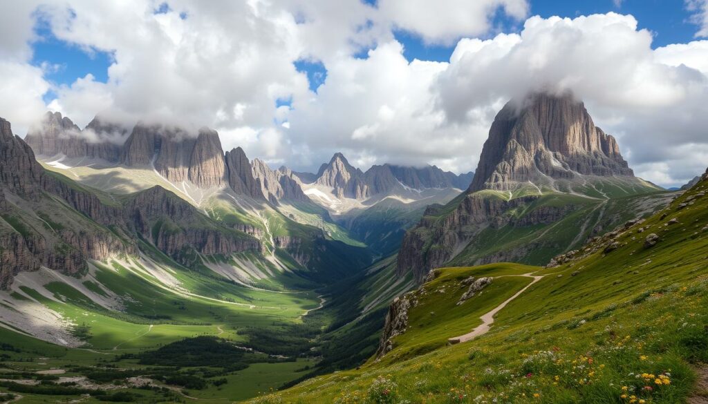 Berglandschaft im Nationalpark Picos de Europa mit Wanderwegen und schönsten Nationalparks Europas Berglandschaft im Nationalpark Picos de Europa mit Wanderwegen und schönsten Nationalparks Europas