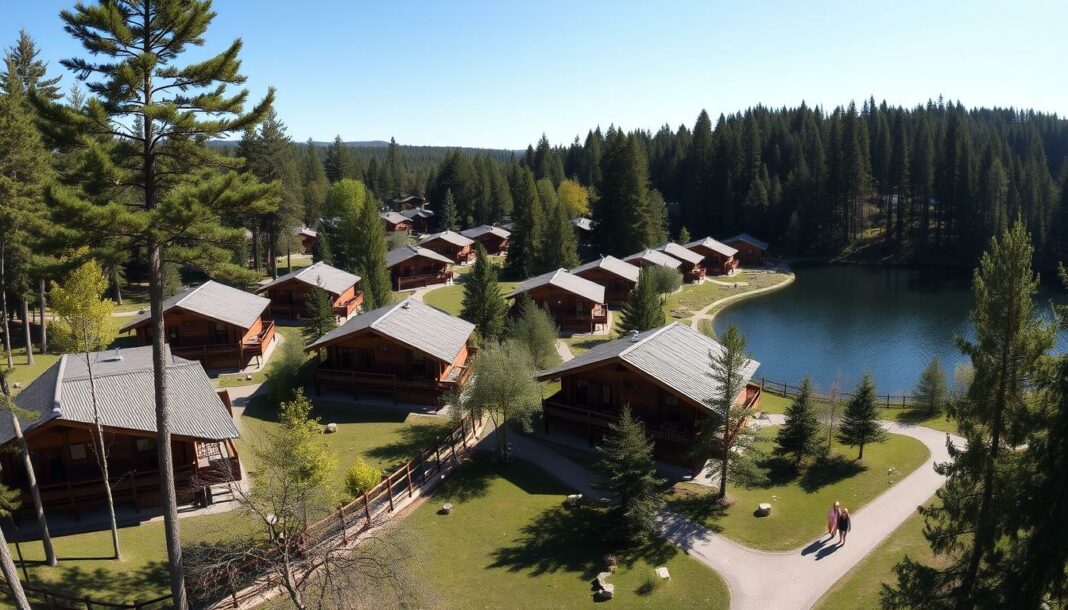 Center Parcs Ferienpark mit Ferienhäusern im Wald und See