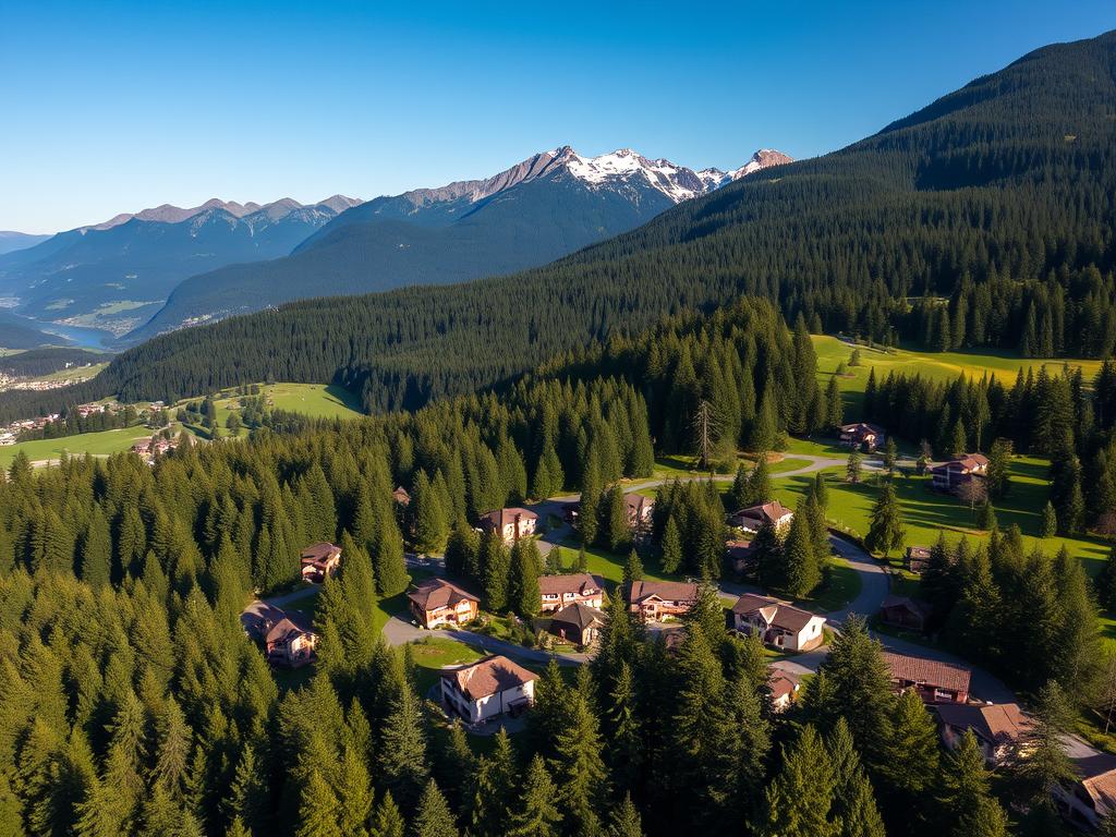 Center Parcs Park Allgäu mit Bergen im Hintergrund Center Parcs Park Allgäu mit Bergen im Hintergrund