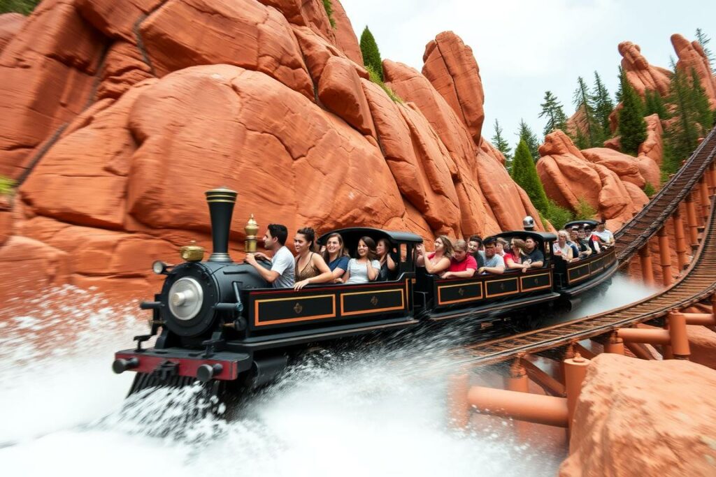 Die aufregende Big Thunder Mountain Achterbahn in Disneyland Paris Die aufregende Big Thunder Mountain Achterbahn in Disneyland Paris