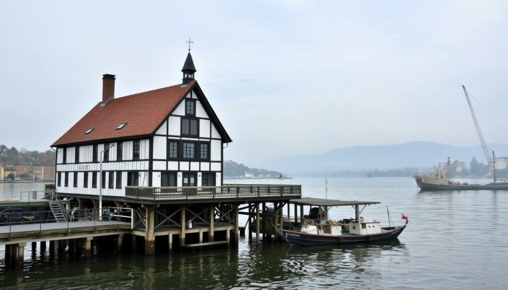 Ein Bild vom Bootshaus Alte Liebe mit Rheinblick