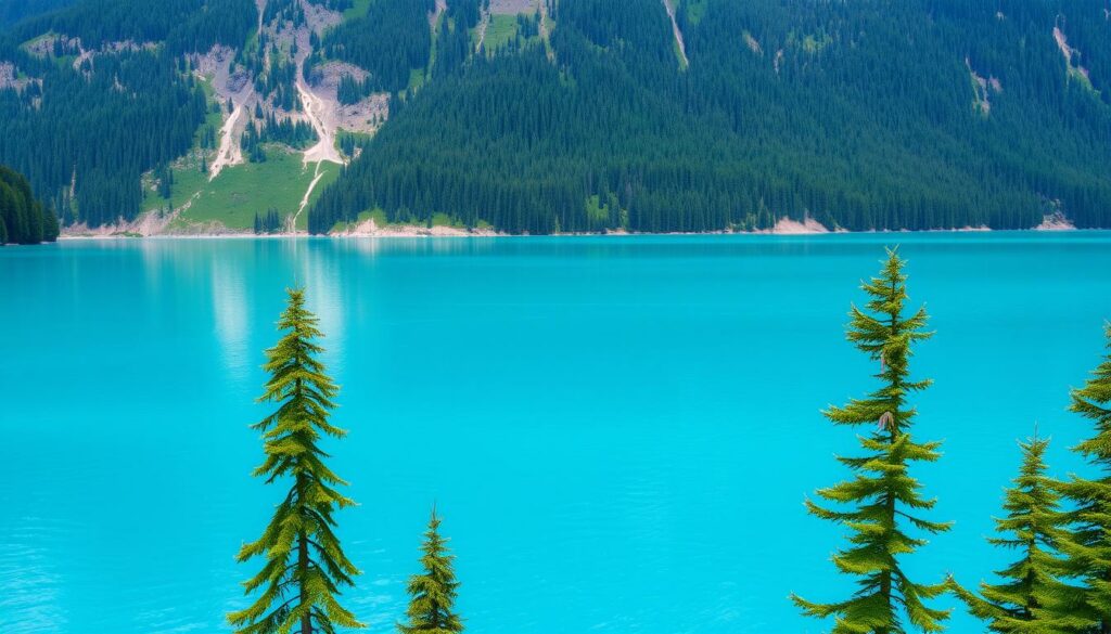 Ein Bild vom Brienzersee mit seiner charakteristischen türkisen Farbe
