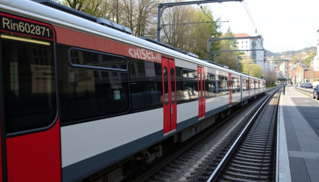 Generiere ein Bild von einem Zug der S-Bahn Basel