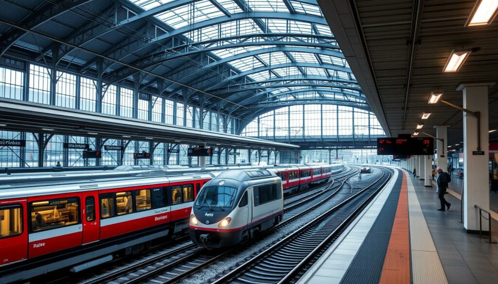 Image of Basel Bahnhof with multiple train lines and destinations