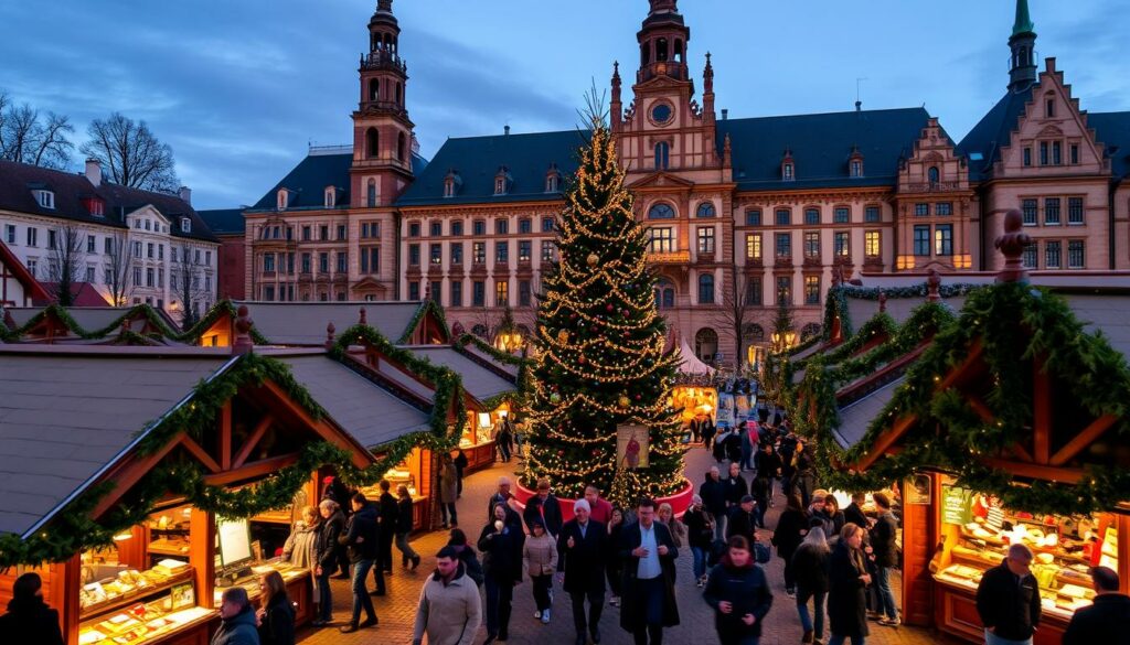 Leipziger Weihnachtsmarkt 2025 mit historischer Kulisse und festlich geschmücktem Marktplatz Leipziger Weihnachtsmarkt 2025 mit historischer Kulisse und festlich geschmücktem Marktplatz