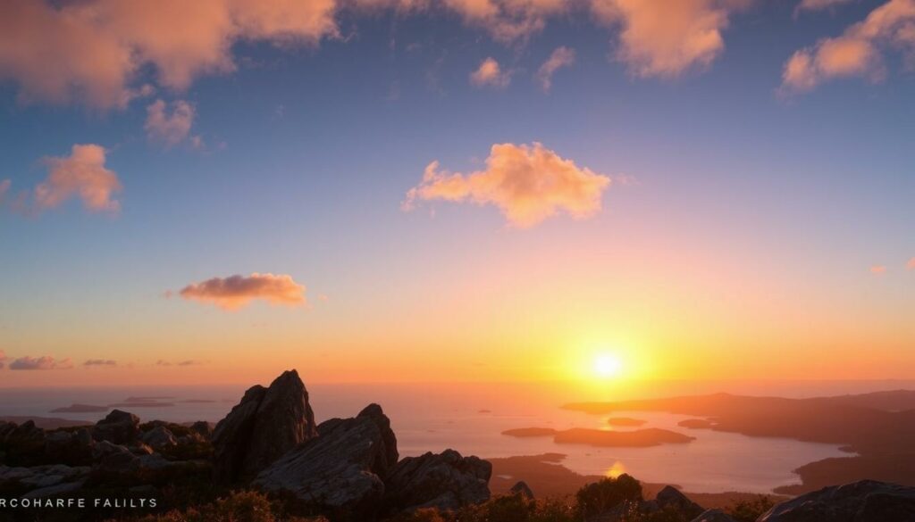 Sonnenaufgang am Cadillac Mountain im Acadia National Park, einer der 10 most beautiful national parks in America Sonnenaufgang am Cadillac Mountain im Acadia National Park, einer der 10 most beautiful national parks in America