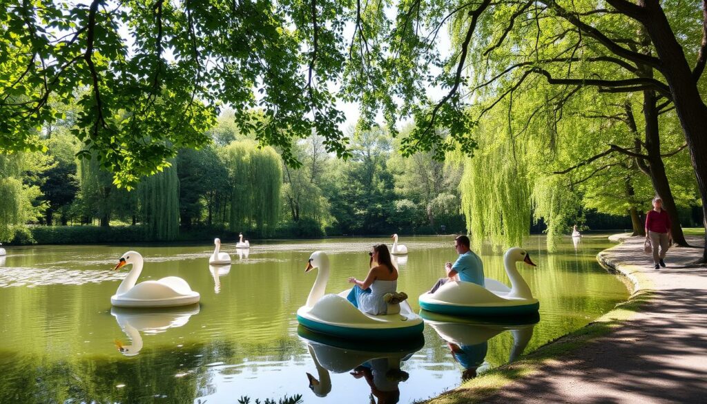 Stadtwald Köln mit Kahnweiher und Tretbooten für Verliebte Stadtwald Köln mit Kahnweiher und Tretbooten für Verliebte