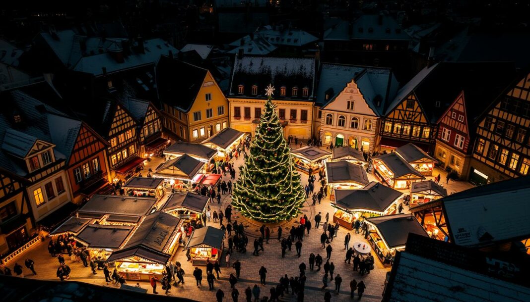 Übersicht der Top 20 Weihnachtsmärkte 2025 mit festlicher Beleuchtung und Weihnachtsmarktständen