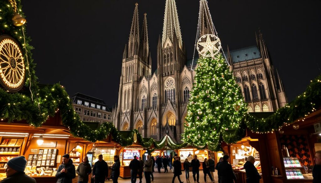 Weihnachtsmarkt am Kölner Dom 2025 mit imposanter Kathedrale im Hintergrund Weihnachtsmarkt am Kölner Dom 2025 mit imposanter Kathedrale im Hintergrund