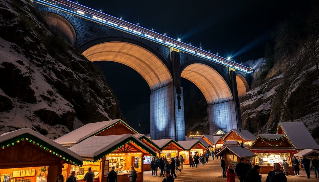 Weihnachtsmarkt in der Ravennaschlucht 2025 mit beleuchtetem Viadukt und festlichen Ständen Weihnachtsmarkt in der Ravennaschlucht 2025 mit beleuchtetem Viadukt und festlichen Ständen