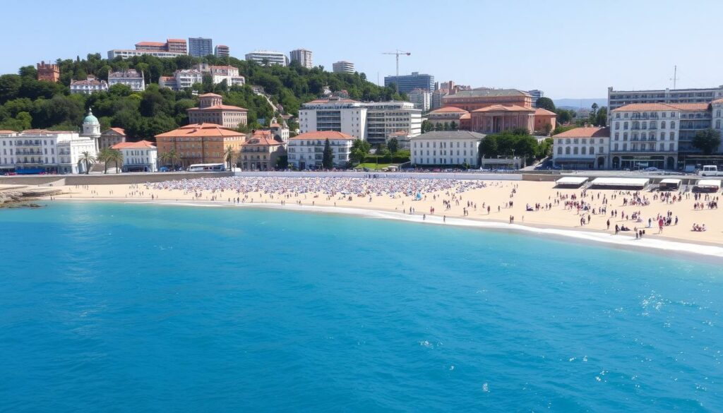 Ein Bild von San Sebastián mit dem Strand La Concha