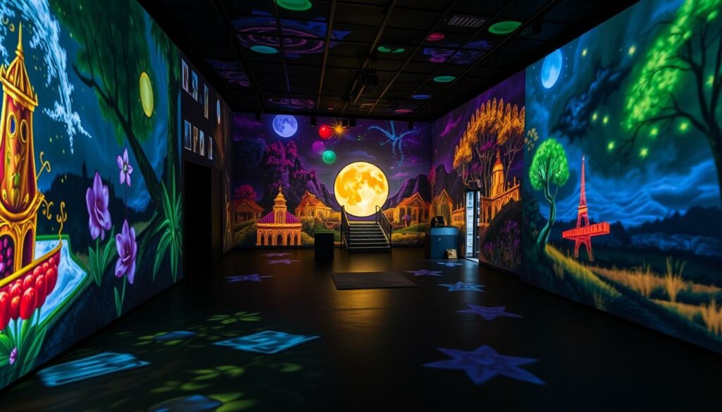 Ein Bild von L'Atelier des Lumières mit projizierten Kunstwerken