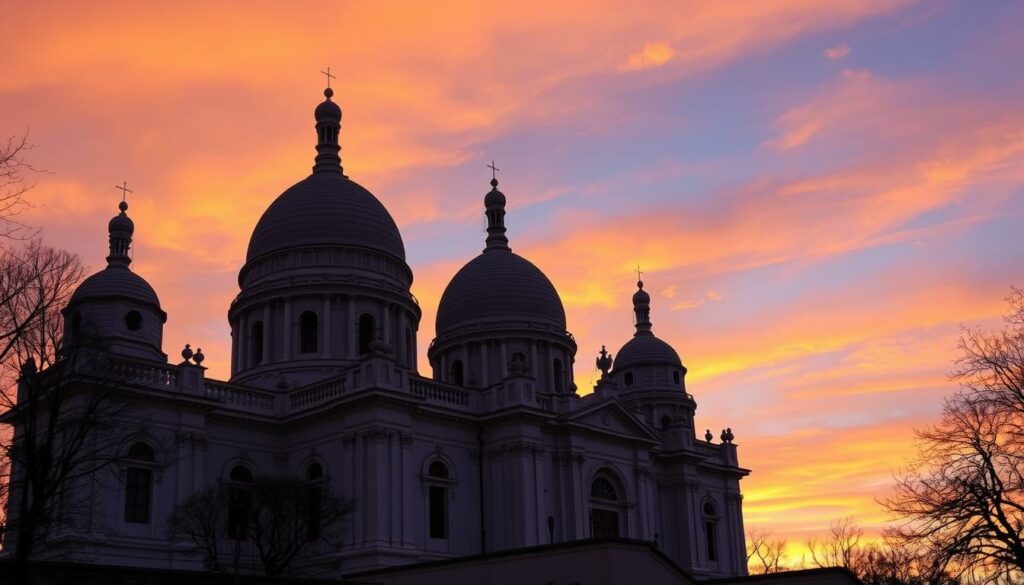 Ein Bild von Sacré-Cœur bei Sonnenuntergang