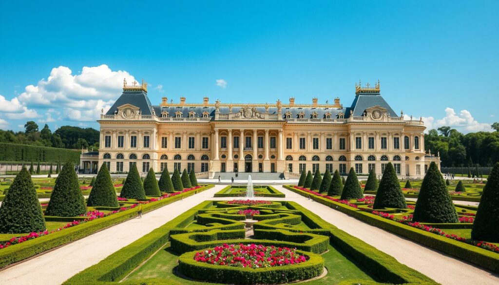 Ein Bild von Schloss Versailles mit seinen prächtigen Gärten