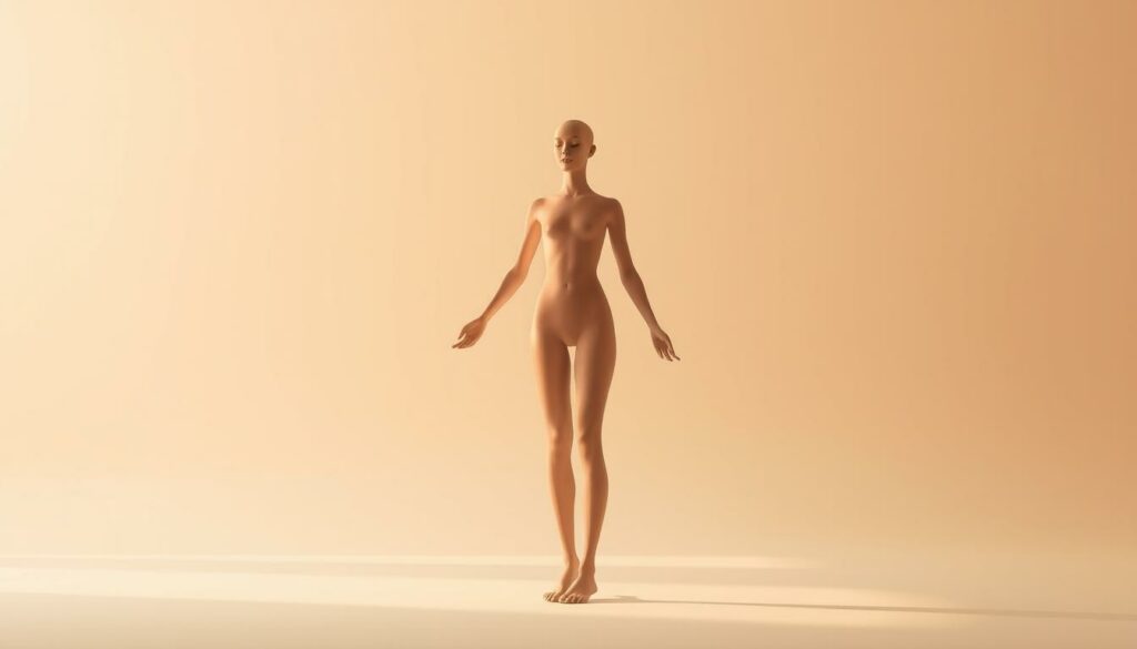 Prompt A serene, minimalist scene depicting the concept of "Sexualbewusstsein" (sexual awareness). In the foreground, a nude human figure, genderless and androgynous, stands in a meditative pose, exuding a sense of self-acceptance and inner peace. The figure is bathed in warm, soft lighting, creating an atmosphere of tranquility. In the middle ground, an abstract representation of the human form, composed of flowing lines and organic shapes, symbolizes the fluidity and diversity of sexuality. The background features a soothing, gradient-based color palette, evoking a sense of introspection and psychological exploration. The overall composition conveys a harmonious, thoughtful exploration of sexual wellness and identity. Prompt A serene, minimalist scene depicting the concept of "Sexualbewusstsein" (sexual awareness). In the foreground, a nude human figure, genderless and androgynous, stands in a meditative pose, exuding a sense of self-acceptance and inner peace. The figure is bathed in warm, soft lighting, creating an atmosphere of tranquility. In the middle ground, an abstract representation of the human form, composed of flowing lines and organic shapes, symbolizes the fluidity and diversity of sexuality. The background features a soothing, gradient-based color palette, evoking a sense of introspection and psychological exploration. The overall composition conveys a harmonious, thoughtful exploration of sexual wellness and identity.